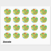 Sticker Rond Dinosaure adorable (Feuille)