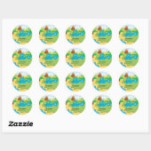 Sticker Rond Dinosaure adorable (Feuille)