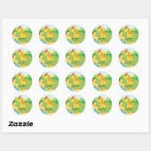 Sticker Rond Dinosaure adorable (Feuille)