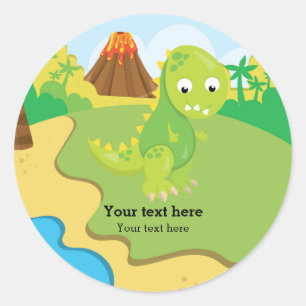 Sticker Rond Dinosaure adorable