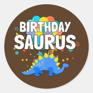 Sticker Rond Dinosaure Anniversaire Saurus Garçon Famille Fille