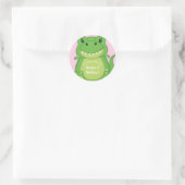 Sticker Rond Dinosaure Baby shower T-Rex Rose Girl (Sac)