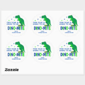 Sticker Rond Dinosaure bleu et vert mignon Retour à l'école (Feuille)