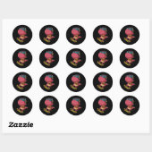 Sticker Rond dinosaure cool jouant skate board (Feuille)