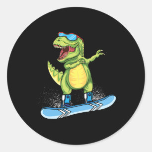 Sticker Rond Dinosaure cool planche à neige ski dabbing T Rex S