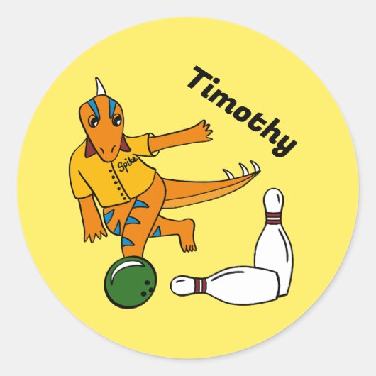 Sticker Rond Dinosaure de Bowling Bowlers personnalisés (Devant)