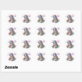 Sticker Rond Dinosaure de dessin adorable : Cosy, Kawaii Vibes (Feuille)