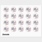Sticker Rond Dinosaure de dragon rose et gris (Feuille)
