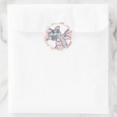 Sticker Rond Dinosaure de dragon rose et gris (Sac)