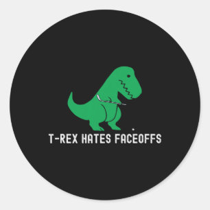 Sticker Rond Dinosaure de hockey T-rex drôle déteste les mises 