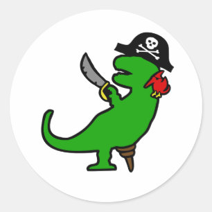 Sticker Rond Dinosaure de pirate