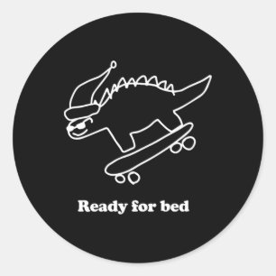Sticker Rond Dinosaure de skateboard prêt pour le lit 
