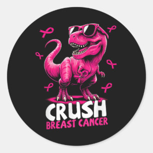 Sticker Rond Dinosaure du cancer du sein de broyage tenant du r
