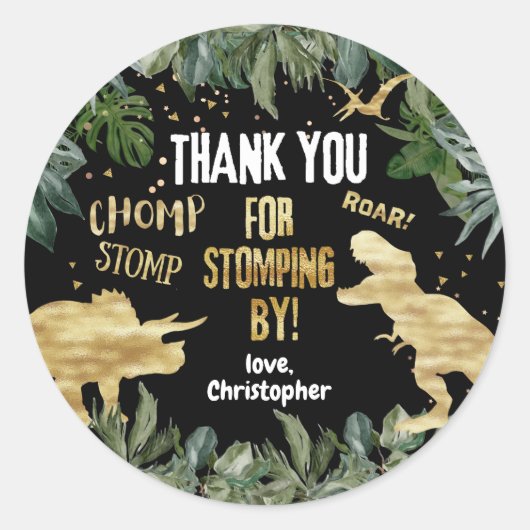 Sticker Rond Dinosaure Favoriser Le Merci Stomping Par (Devant)