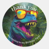 Sticker Rond Dinosaure Merci  Jungle Violet Cool (Devant)