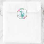 Sticker Rond Dinosaure mignon avec Baby shower Peony rose (Sac)