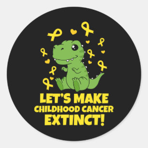 Sticker Rond Dinosaure mignon pour la sensibilisation au cancer