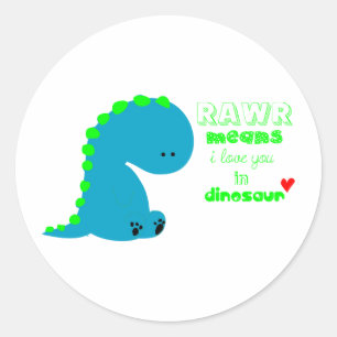 Sticker Rond Dinosaure mignon RAWR