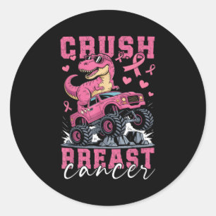 Sticker Rond Dinosaure Monster Camion Pink Ribbon Crush Breast 
