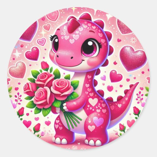 Sticker Rond Dinosaure Pop Girl (Devant)