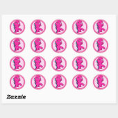 Sticker Rond Dinosaure rose (Feuille)