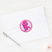 Sticker Rond Dinosaure rose (Enveloppe)