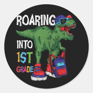 Sticker Rond Dinosaure rugissant en 1re année Cadeau de rentrée