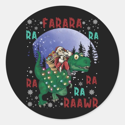 Sticker Rond Dinosaure Santa Claus (Devant)