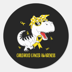 Sticker Rond Dinosaure Sensibilisation au cancer chez l'enfant 