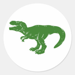 Sticker Rond Dinosaure T rex - Choisir la couleur arrière - pla