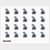 Sticker Rond Dinosaure T-rex mignon en fauteuil roulant (Feuille)
