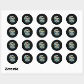 Sticker Rond Dinosaure T-rex Surfeur de plage (Feuille)