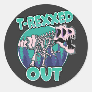 Sticker Rond Dinosaure T-Rexxed Out