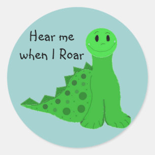 Sticker Rond Dinosaure Vert Cool