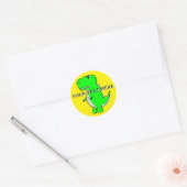 Sticker Rond Dinosaure Vert Cute Texte Personnalisé (Enveloppe)