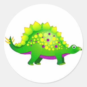 Sticker Rond Dinosaure vert et violet