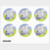 Sticker Rond Dinosaure violet Birthday Boy with Dots Photo (Feuille)