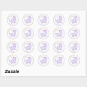 Sticker Rond Dinosaure violet fête d'anniversaire Classique (Feuille)