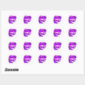 Sticker Rond Dinosaure violette Fille T-Rex fête d'anniversaire (Feuille)