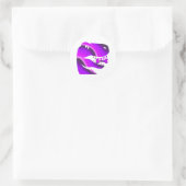 Sticker Rond Dinosaure violette Fille T-Rex fête d'anniversaire (Sac)
