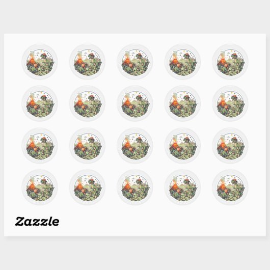 Sticker Rond Dinosaures (Feuille)