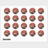 Sticker Rond Dinosaures à Dusk (Feuille)