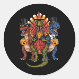 Sticker Rond Dinosaures du Bon thanksgiving T-Rex TRexdonnant