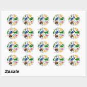 Sticker Rond Dinosaures motif transparent (Feuille)