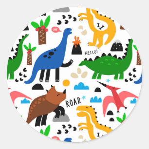 Sticker Rond Dinosaures motif transparent