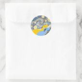 Sticker Rond Dinosaures nocturnes étoilés (Sac)