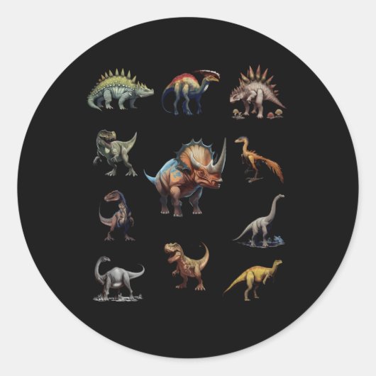 Sticker Rond Dinosaures préhistoriques (Devant)