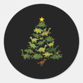 Sticker Rond Dinosaurs Christmas Tree Merry Dinomas Funny Famil (Devant)