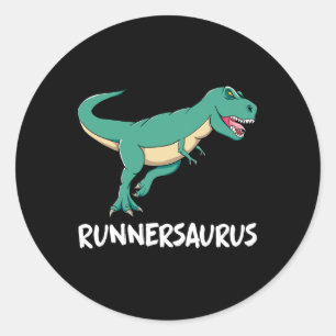 Sticker Rond Dinosaurus T-rex Dino Drôle Exercice Cardio Course