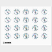 Sticker Rond Dinosur d'anniversaire mignon (Feuille)
